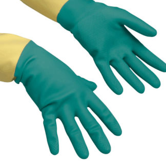 Усиленные резиновые перчатки, M, зел/жел.